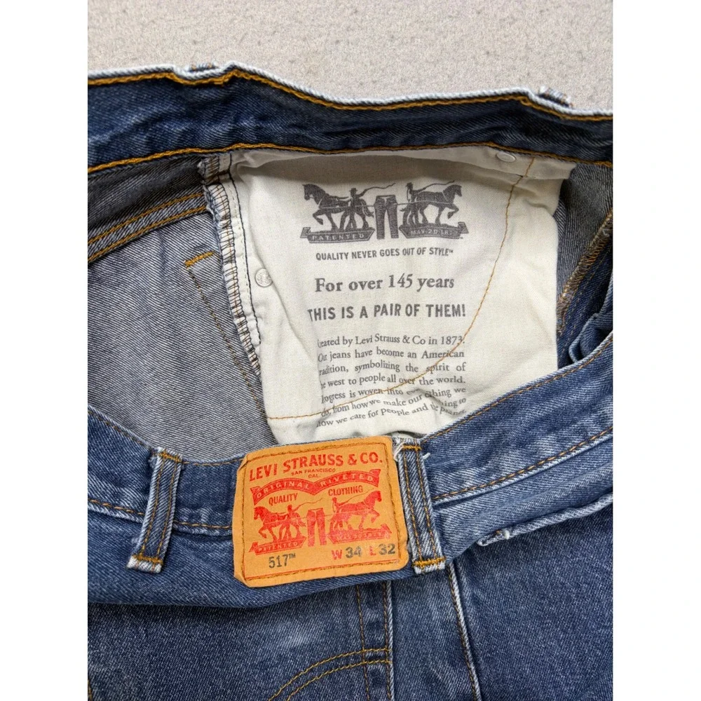 Levi's 517 Jeans Mens 34x32 Blue Bootcut Mid Wash Y2K Denim Cowboy Workwear